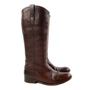 Frye Melissa Redwood Leather Pull On Riding Boots